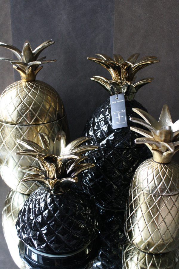 Metropolitan Chic Decoratie Pot Ananas Zwart Keramiek
